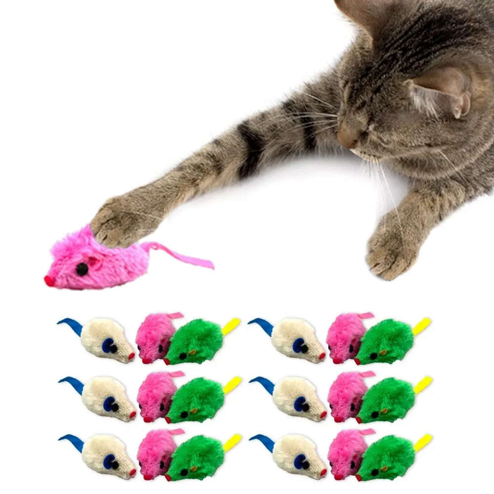 18PC Play Furry Cat Toy Pet Exercise Kittens Interactive Catch Mice Mouse Indoor