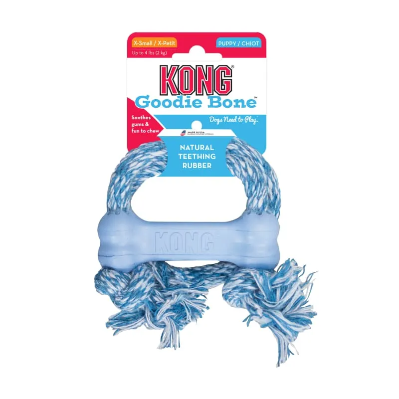 [20% OFF] KONG Puppy Goodie Bone with Rope Dog Toy XS
