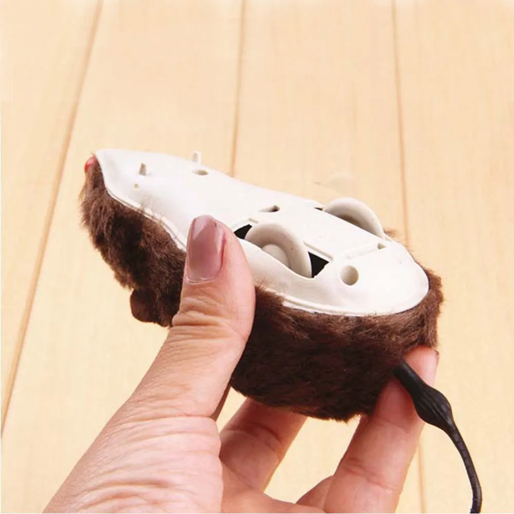 2X Cute Wind Up Running Mouse Rat Move Tail Pet Cat Kitten Prank Toys Joking Gag