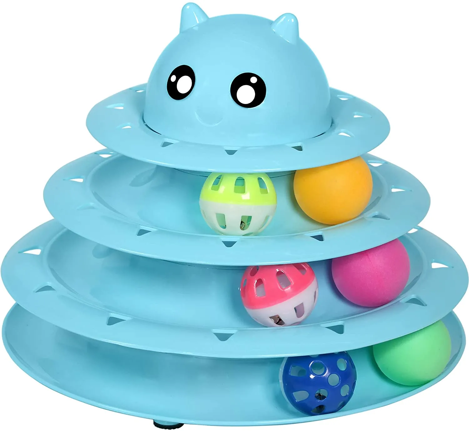 3-Level Turntable Cat Toys Balls with Six Colorful Balls