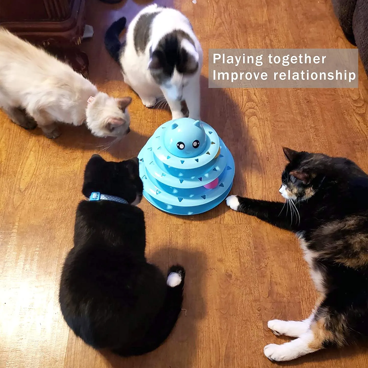 3-Level Turntable Cat Toys Balls with Six Colorful Balls