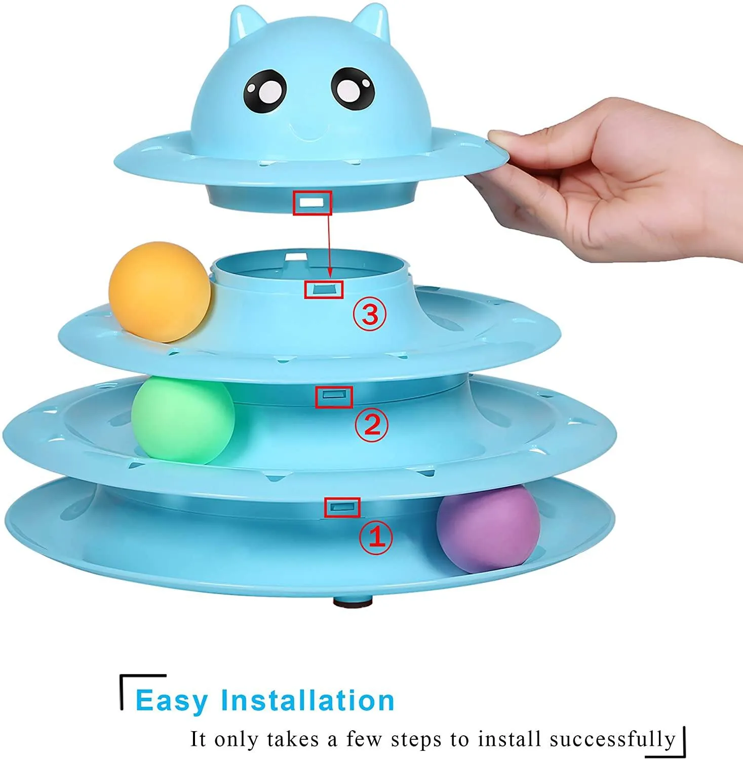 3-Level Turntable Cat Toys Balls with Six Colorful Balls