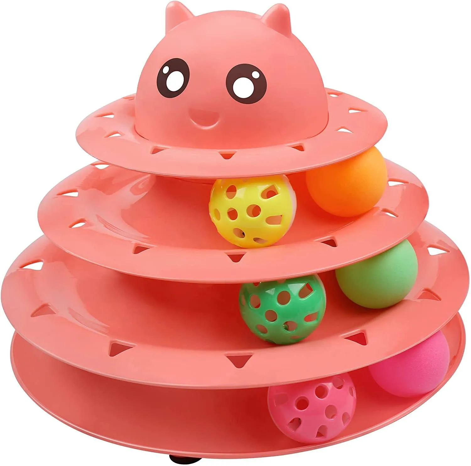 3-Level Turntable Cat Toys Balls with Six Colorful Balls
