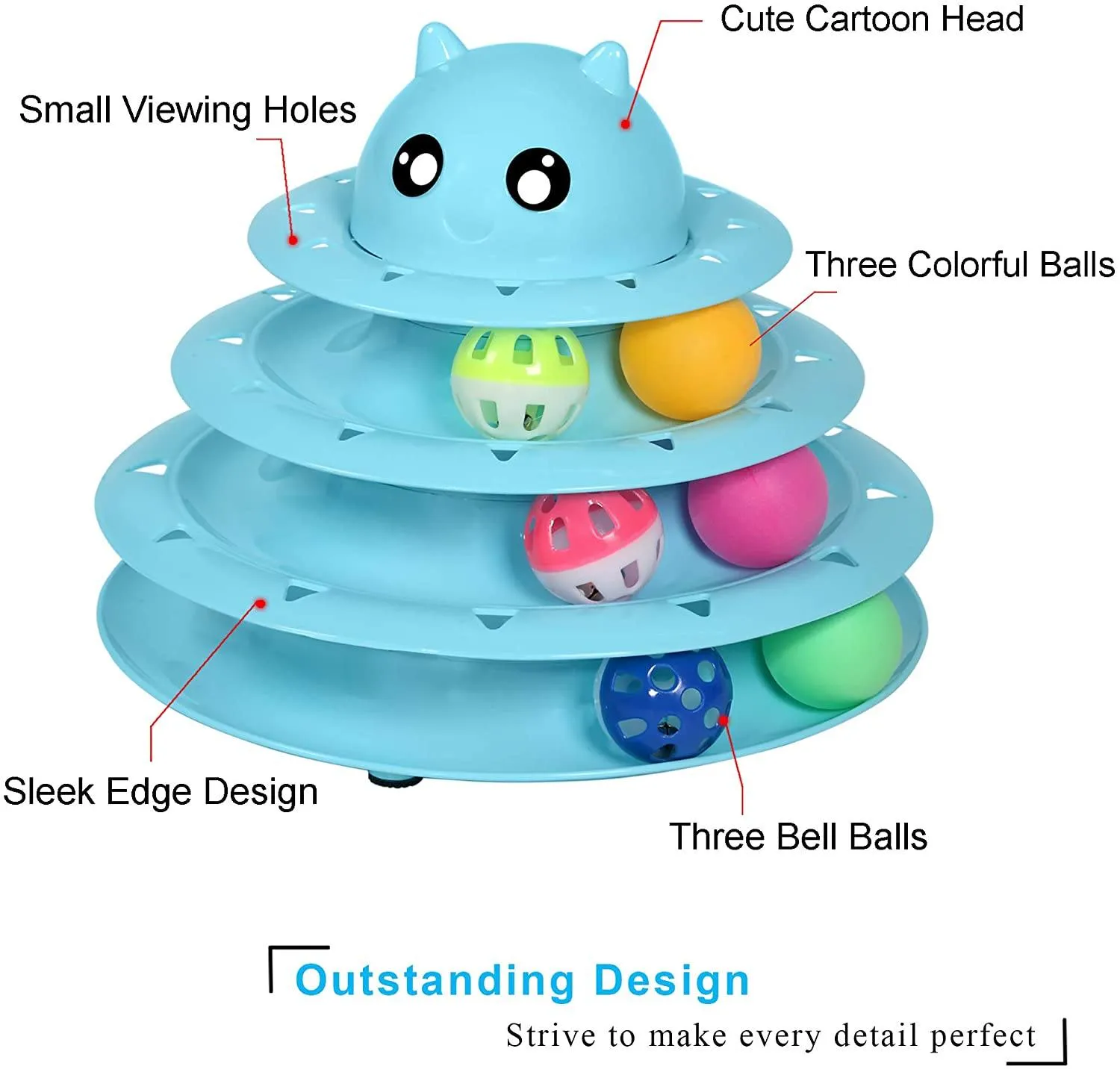 3-Level Turntable Cat Toys Balls with Six Colorful Balls