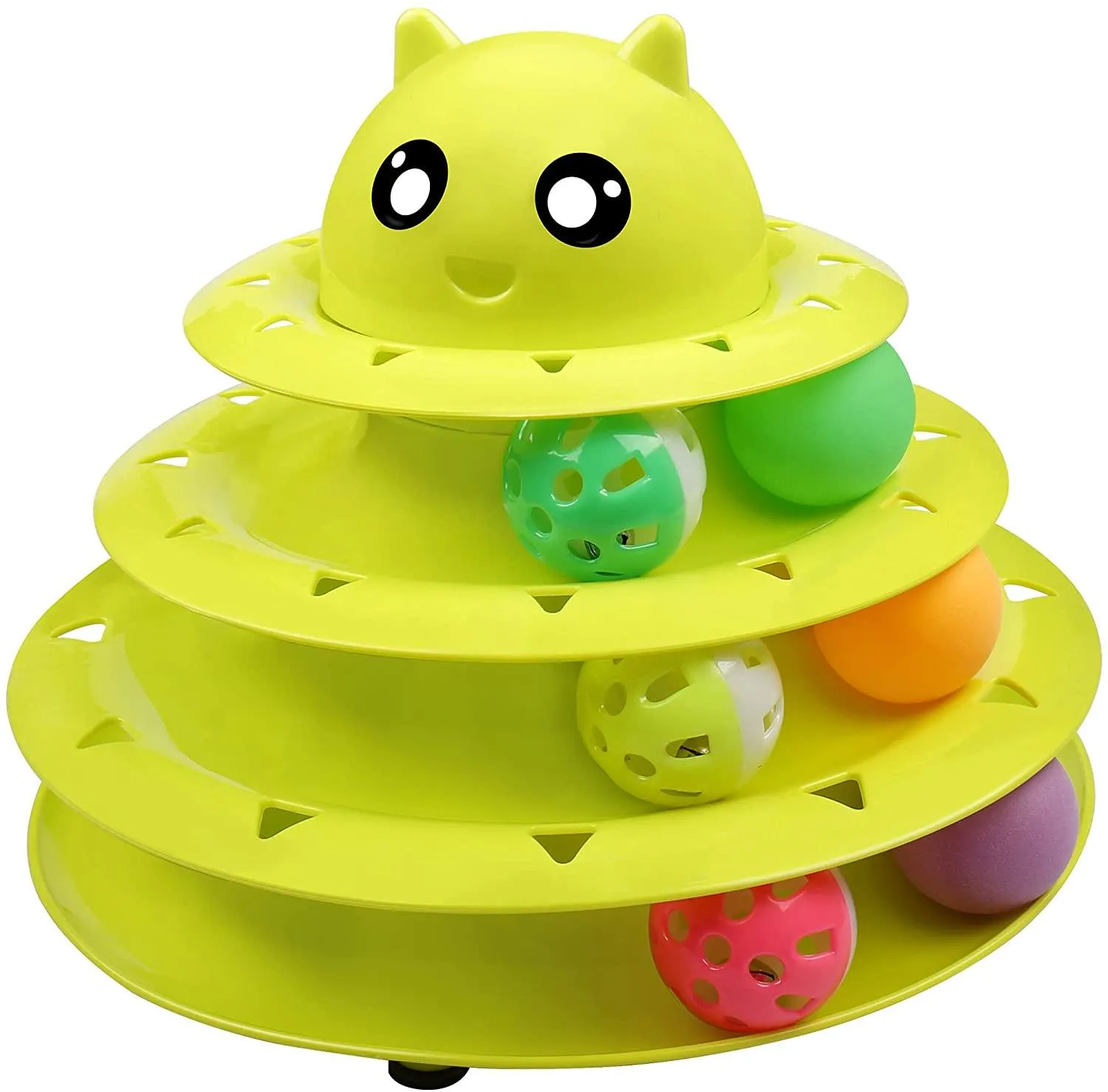 3-Level Turntable Cat Toys Balls with Six Colorful Balls