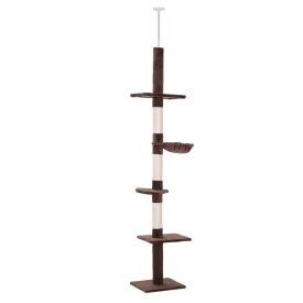 5-Tier Floor to Ceiling Cat Tree, Adjustable Height, Brown