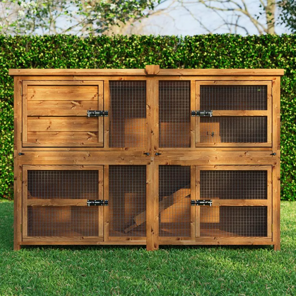 6ft Chartwell Double Rabbit Hutch | Huge Living & Playing Area | Thick T&G Side Panels & Solid Sleeping Area Door