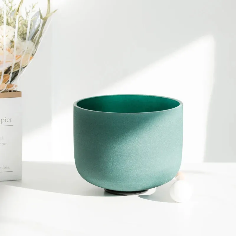 8 Inch Deep Emerald Green Color Frosted Quartz Crystal Singing Bowl