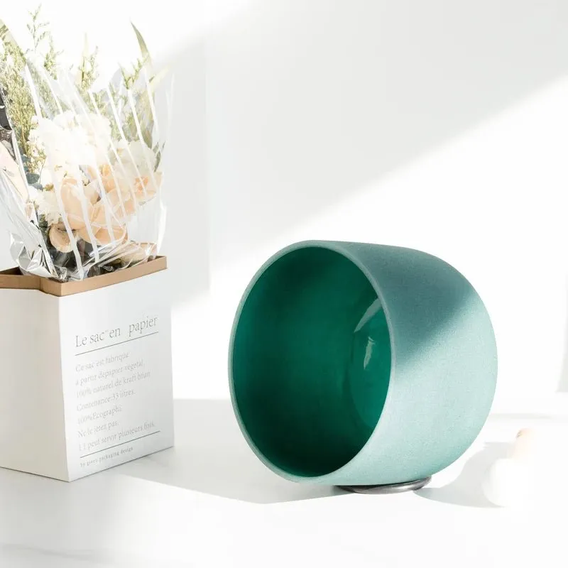 8 Inch Deep Emerald Green Color Frosted Quartz Crystal Singing Bowl