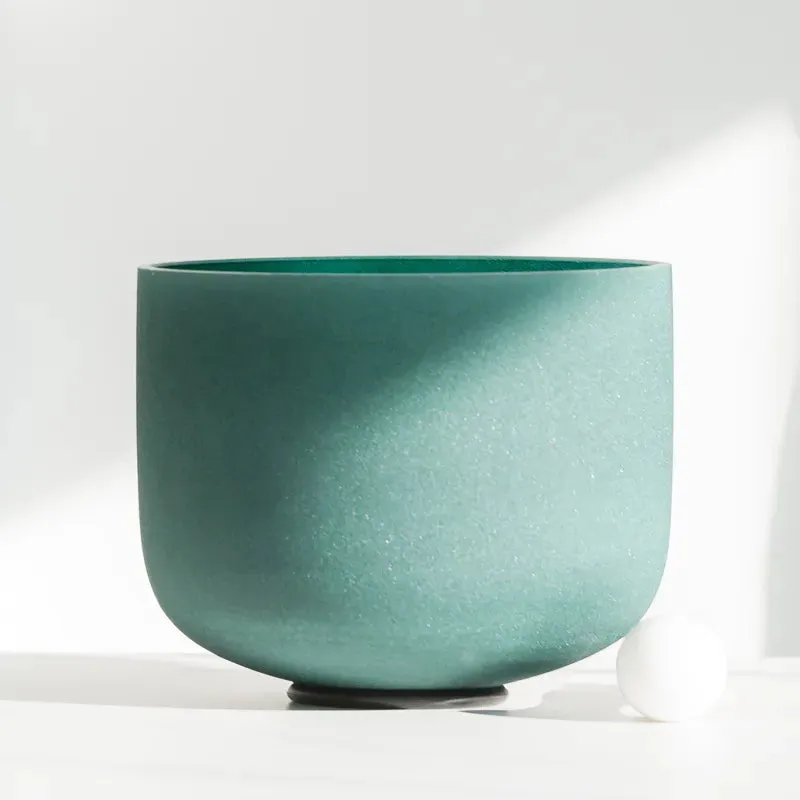 8 Inch Deep Emerald Green Color Frosted Quartz Crystal Singing Bowl