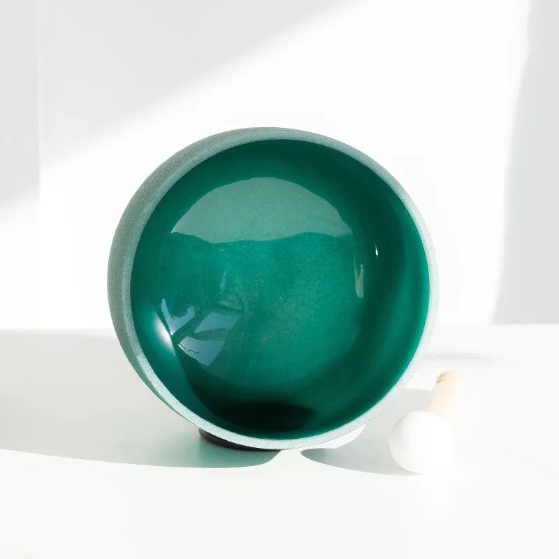 8 Inch Deep Emerald Green Color Frosted Quartz Crystal Singing Bowl