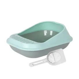 AllPetSolutions Cat Litter Tray with High Sides & Scoop, Green