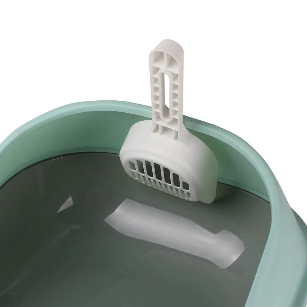 AllPetSolutions Cat Litter Tray with High Sides & Scoop, Green
