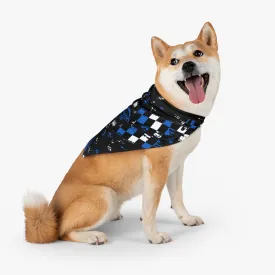 Blue Black and White Checker Pet Bandana