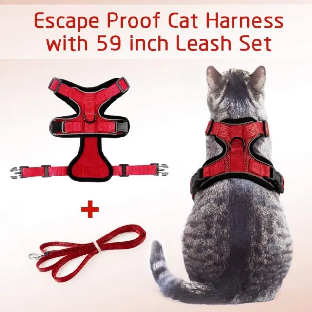 Cat Harness and Leash Set for Walking Small Dog Harness With Reflective Strips Nylon Mesh Pet Clothes For Puppy Kitten Collars