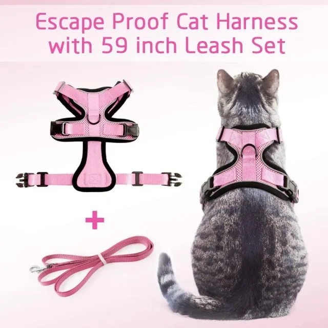 Cat Harness and Leash Set for Walking Small Dog Harness With Reflective Strips Nylon Mesh Pet Clothes For Puppy Kitten Collars