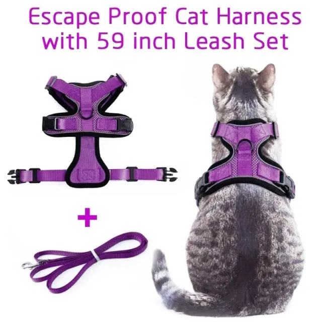Cat Harness and Leash Set for Walking Small Dog Harness With Reflective Strips Nylon Mesh Pet Clothes For Puppy Kitten Collars