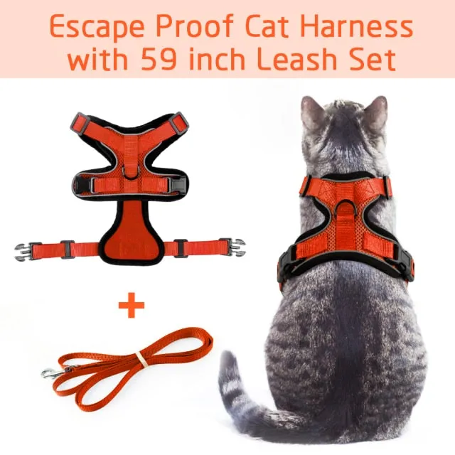 Cat Harness and Leash Set for Walking Small Dog Harness With Reflective Strips Nylon Mesh Pet Clothes For Puppy Kitten Collars