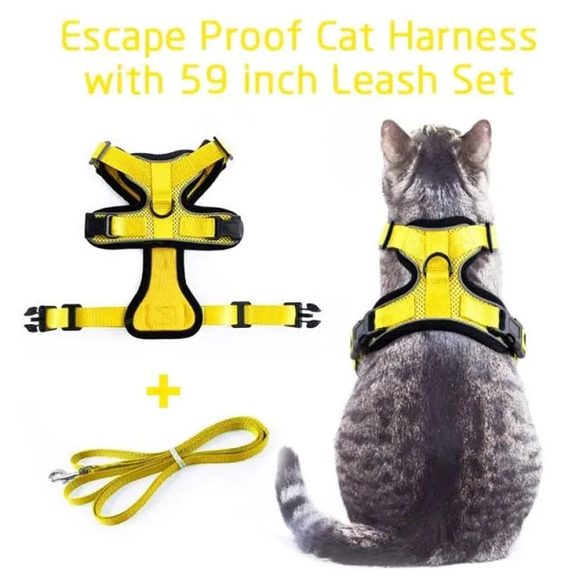 Cat Harness and Leash Set for Walking Small Dog Harness With Reflective Strips Nylon Mesh Pet Clothes For Puppy Kitten Collars