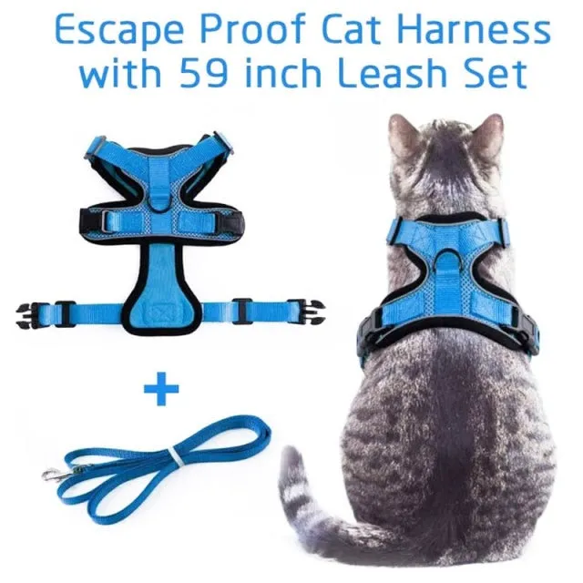 Cat Harness and Leash Set for Walking Small Dog Harness With Reflective Strips Nylon Mesh Pet Clothes For Puppy Kitten Collars