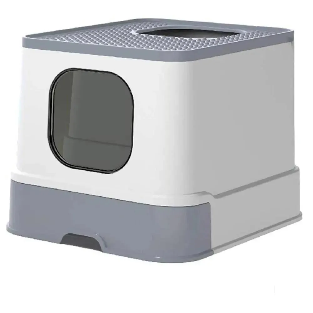 Cat Litter Box Top Entry Litter Box Cat Sandbox Large Capacity Toilet Style Tray
