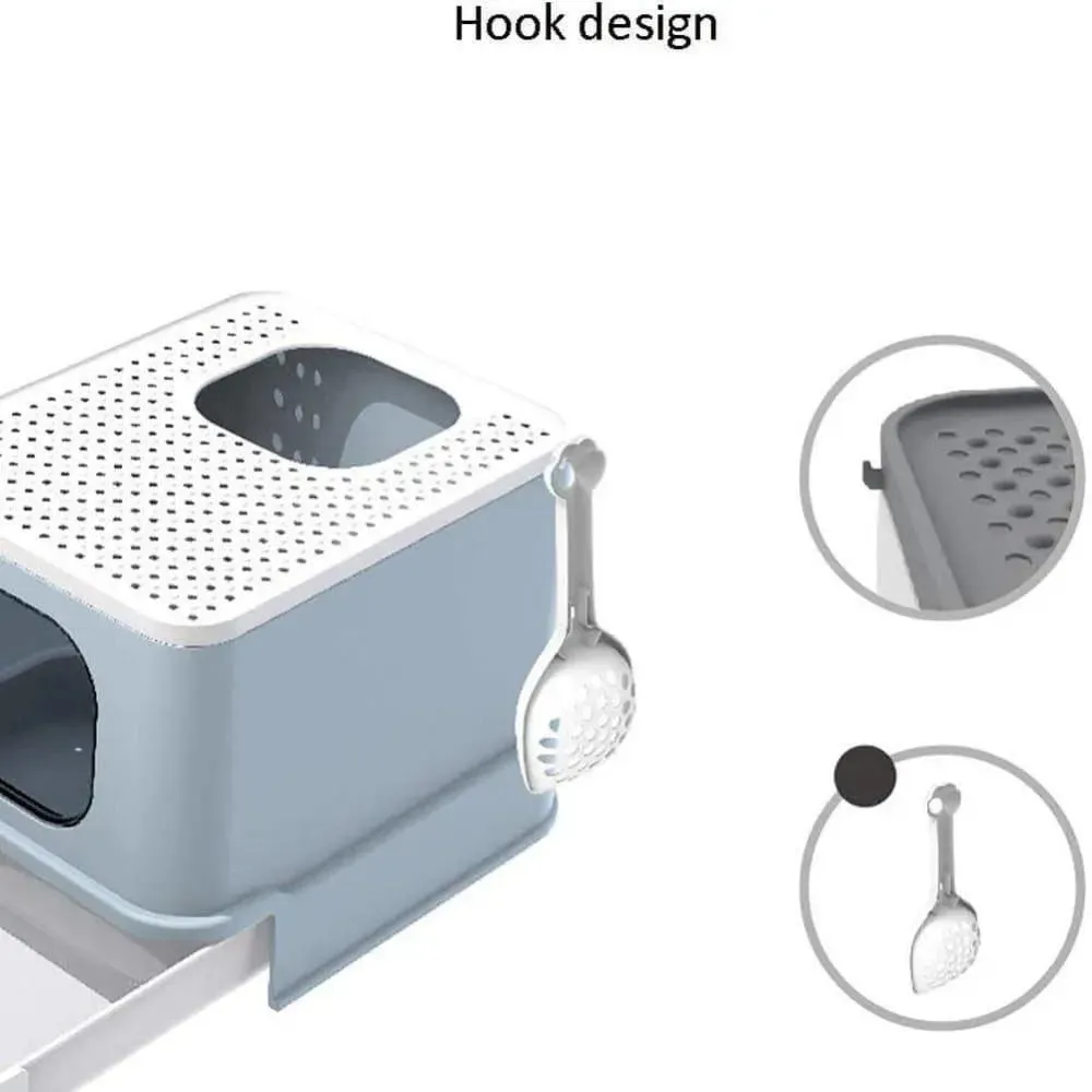 Cat Litter Box Top Entry Litter Box Cat Sandbox Large Capacity Toilet Style Tray