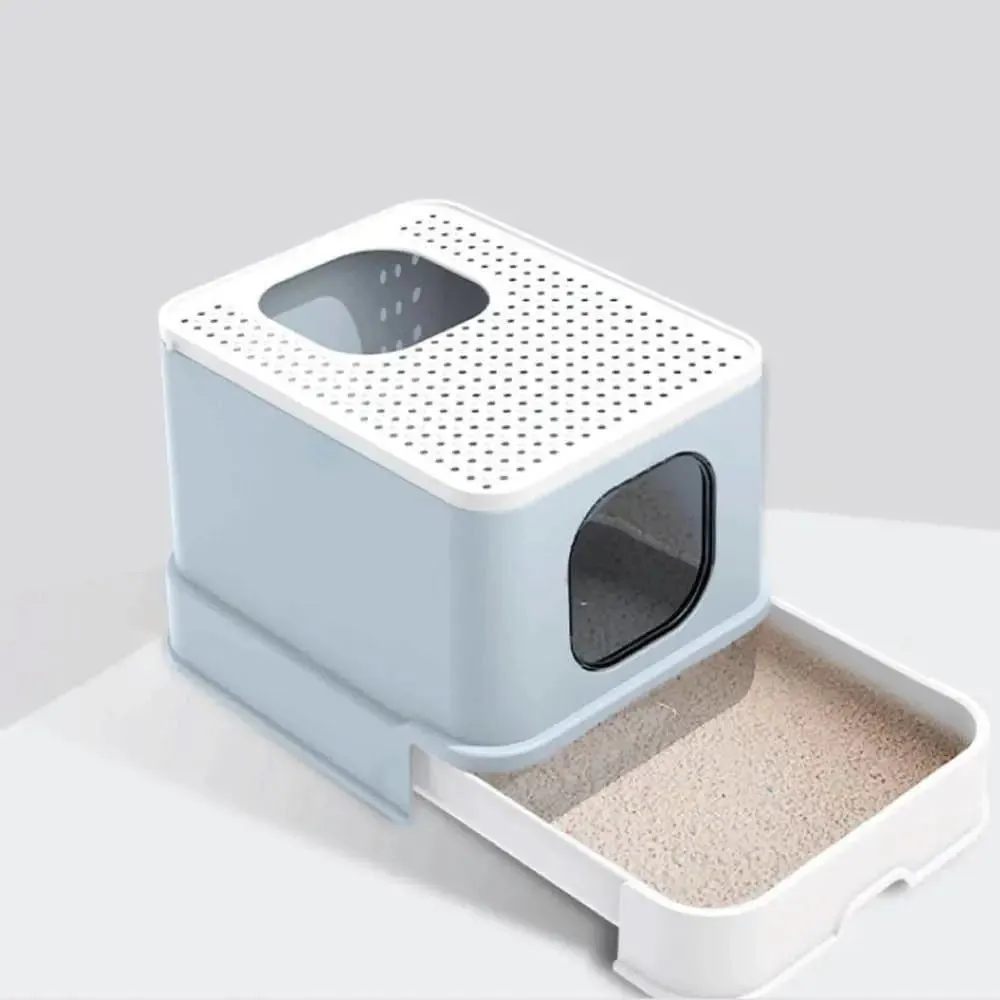 Cat Litter Box Top Entry Litter Box Cat Sandbox Large Capacity Toilet Style Tray