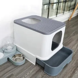 Cat Litter Box Top Entry Litter Box Cat Sandbox Large Capacity Toilet Style Tray