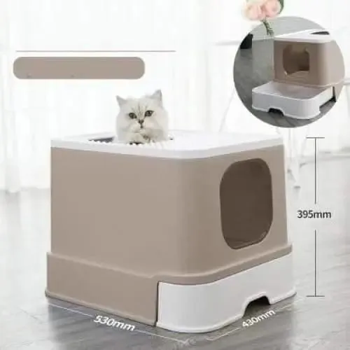 Cat Litter Box Top Entry Litter Box Cat Sandbox Large Capacity Toilet Style Tray