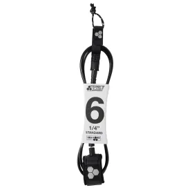 Channel Islands Hex Cord Standard Surfboard Leash - 6' x 1/4"/Black