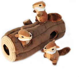Chipmunks Log Burrow Dog Toy