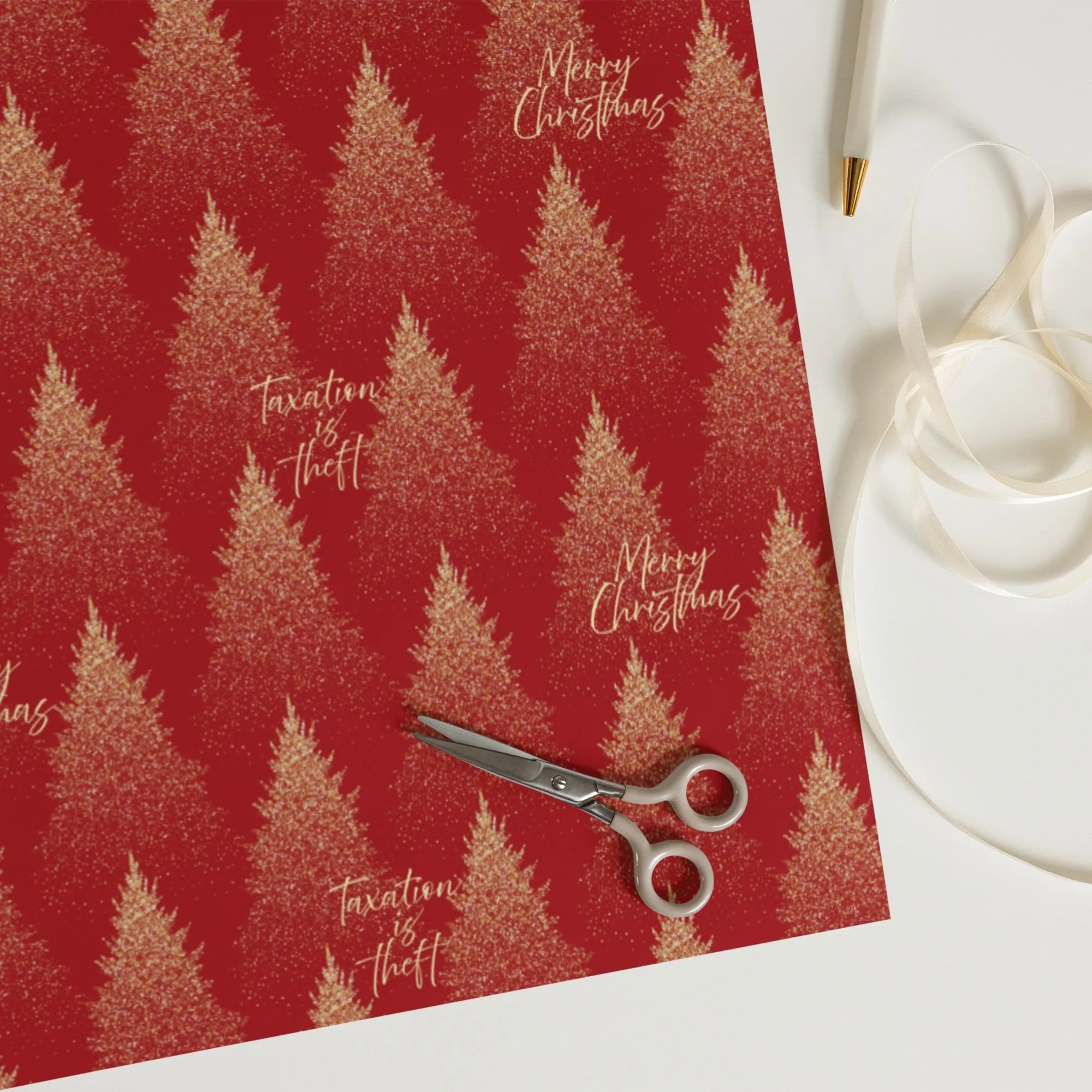 Christmas Trees Taxation is Theft Wrapping Paper