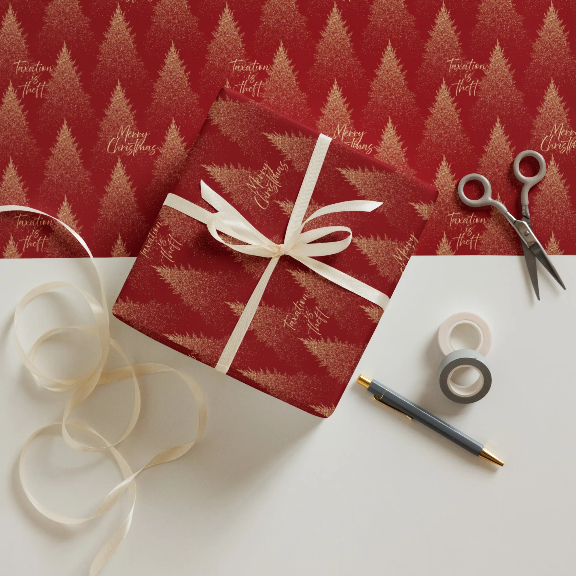 Christmas Trees Taxation is Theft Wrapping Paper