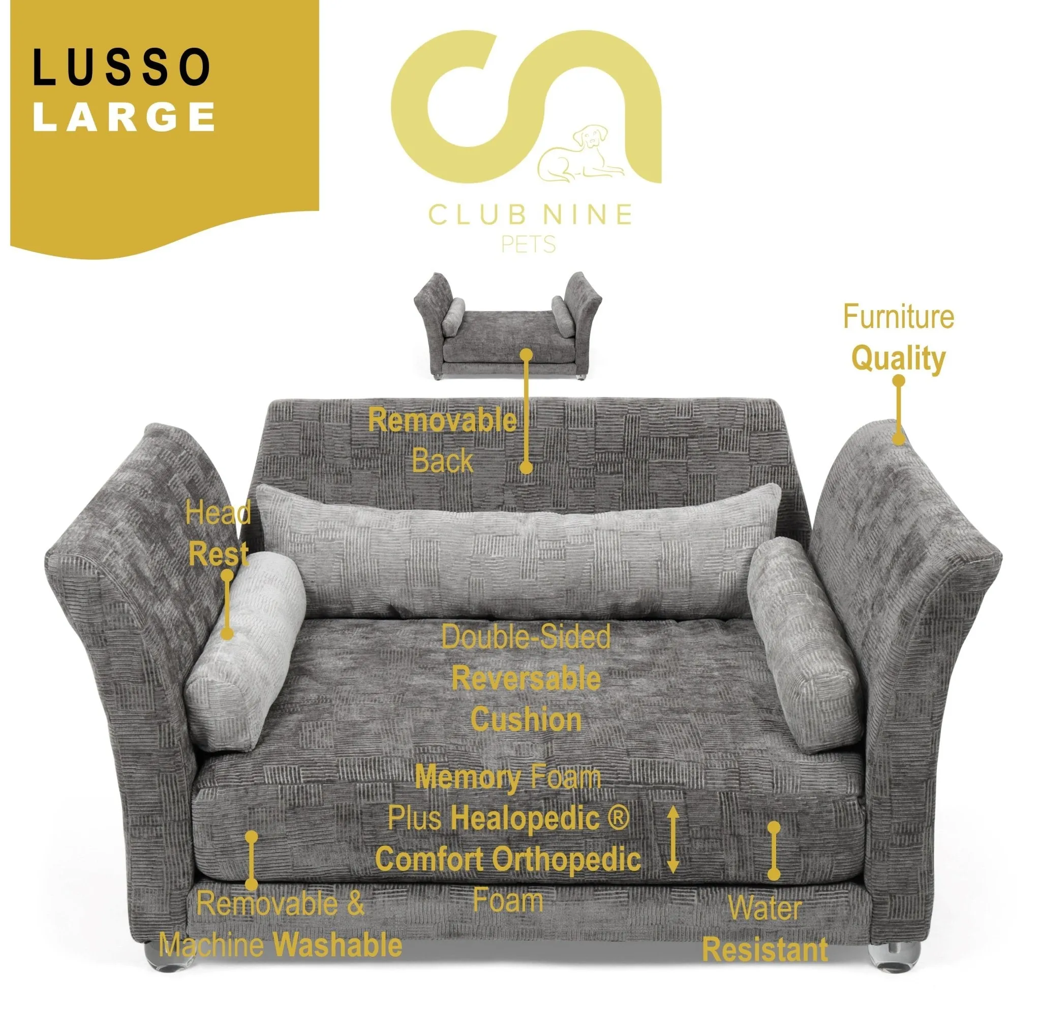 Club Nine Pets Lusso Orthopedic Dog Bed in Seal