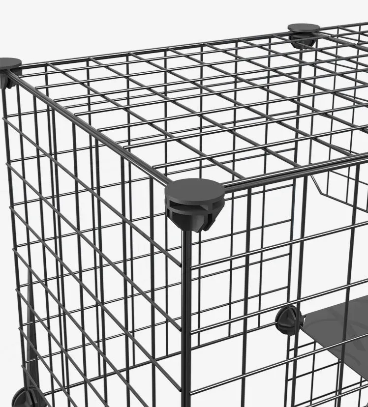 DIY Cage for Guinea Pig Setup 2 Level with Tray 1.5cm Metal Mesh Black (no accessories)