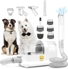 Dog Grooming Kits, Pet Vacuum Machine, Dog Electric Clippers, Pet Grooming Vacuum for Dogs with 2L Dust Cup, 6 Professional Pet Grooming Kit for Dogs Cats, White