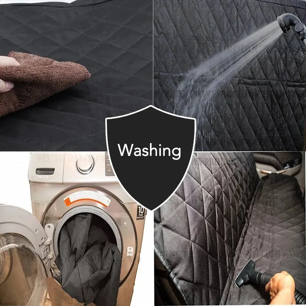 Dog Seat Covers, Waterproof Nonslip Pet Seat Cover for Back Seat with Storage Pockets Mesh Visual Window, Black Heavy Duty Scratchproof Pet Dog Seat Cover Hammock for Cars Trucks