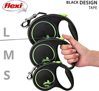 Flexi - Black Design Tape 5m Lead - Large - Black/Blue