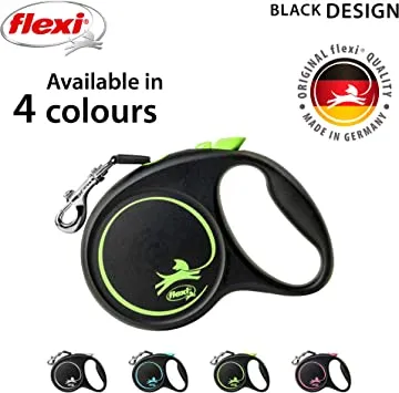 Flexi - Black Design Tape 5m Lead - Large - Black/Blue