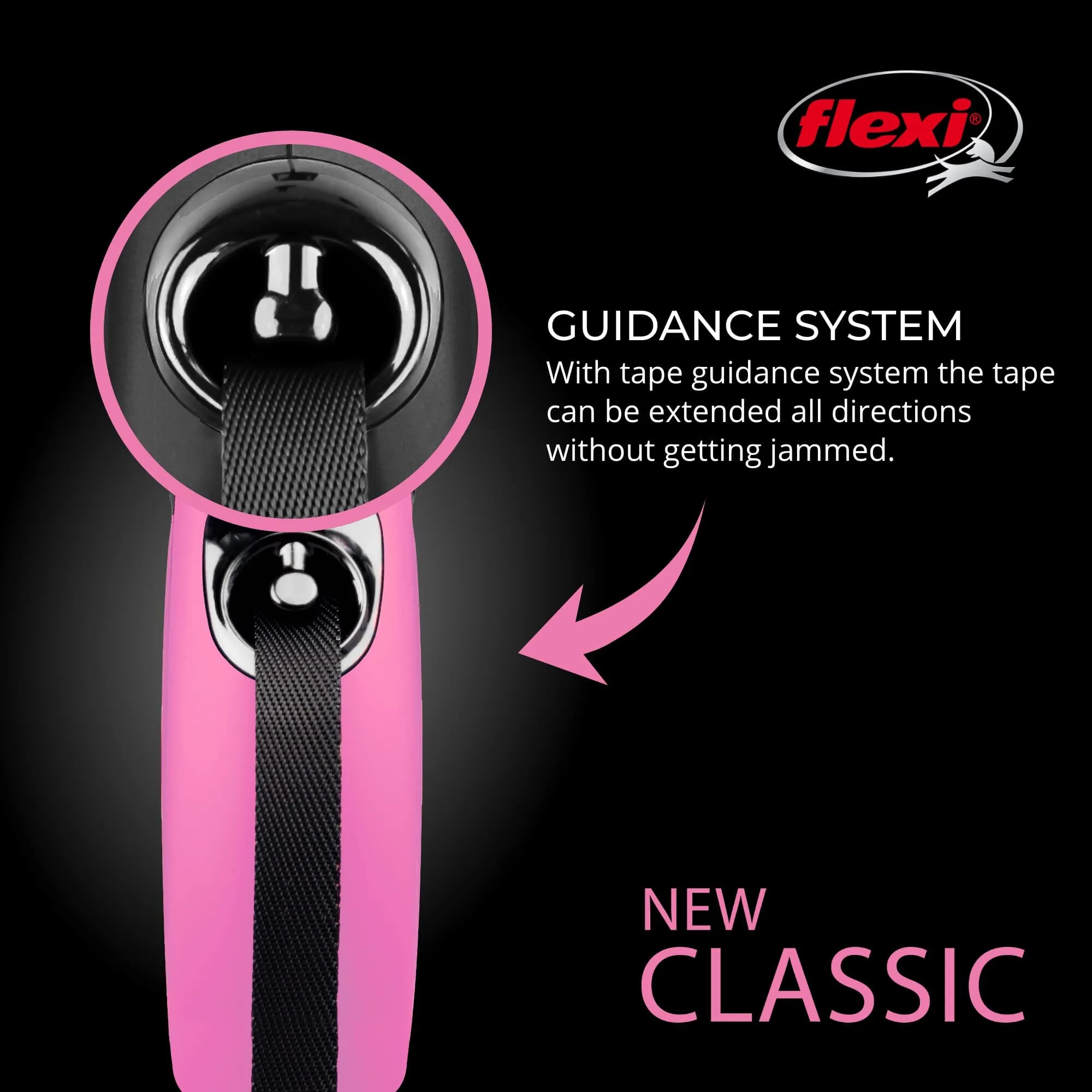 Flexi Classic Tape Rectractable Dog Leash - 33 Lbs - Pink - Small - 16 Feet