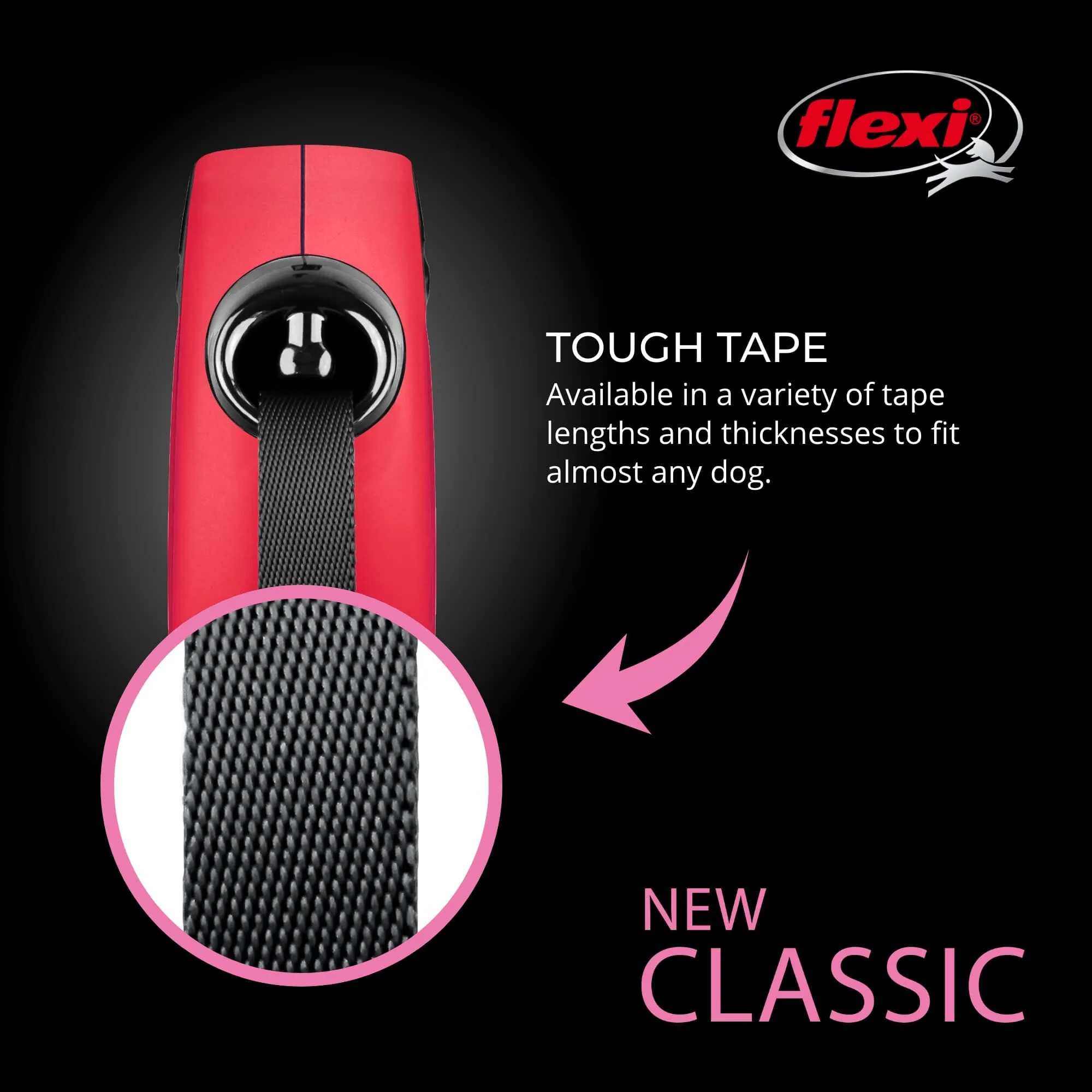 Flexi Classic Tape Rectractable Dog Leash - 33 Lbs - Red - Small - 16 Feet
