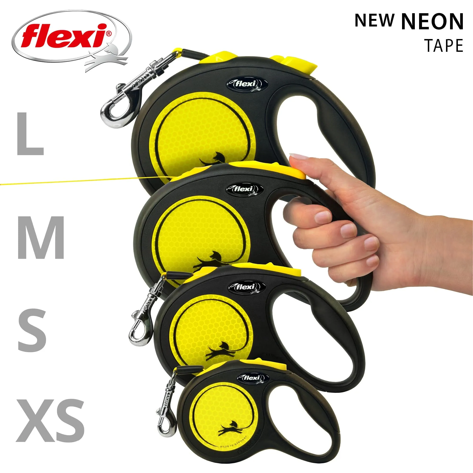 Flexi New Comfort Classic Retractable Dog Leash - Neon - Large - 10 Feet