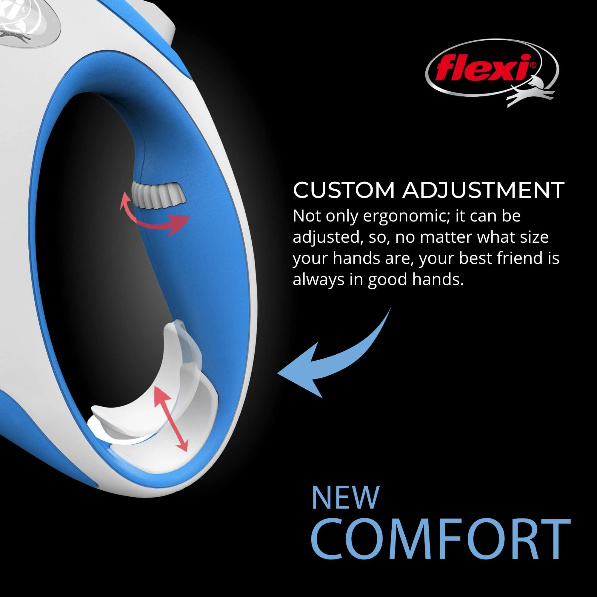 Flexi New Comfort Tape Rectractable Dog Leash - 110 Lbs - Blue - Large - 26 Feet