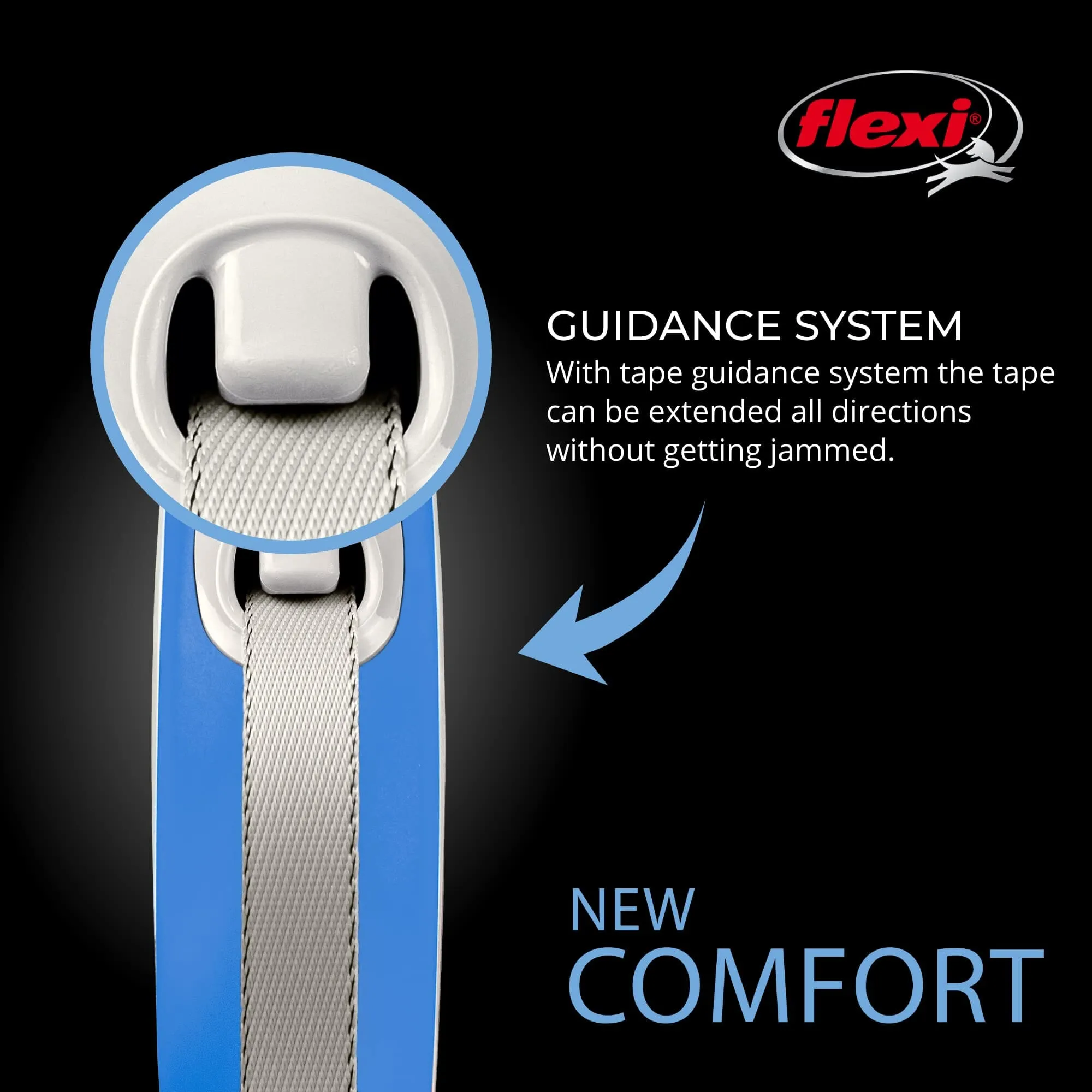 Flexi New Comfort Tape Rectractable Dog Leash - 55 Lbs - Blue - Medium - 16 Feet