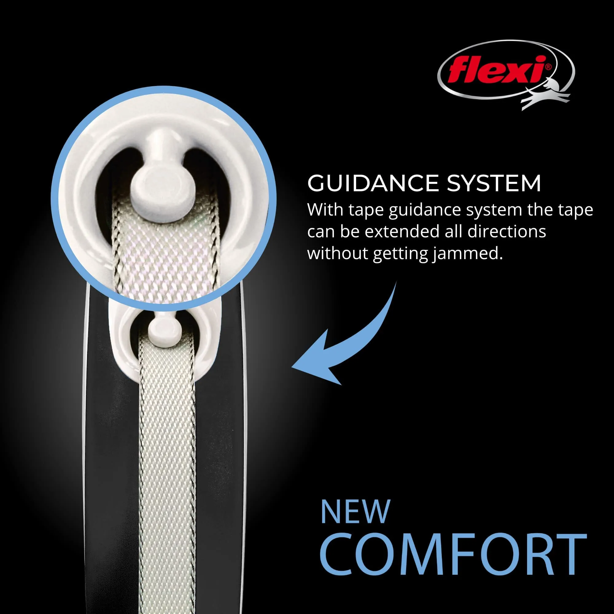 Flexi New Comfort Tape Rectractable Dog Leash - 55 Lbs - Gray - Medium - 16 Feet