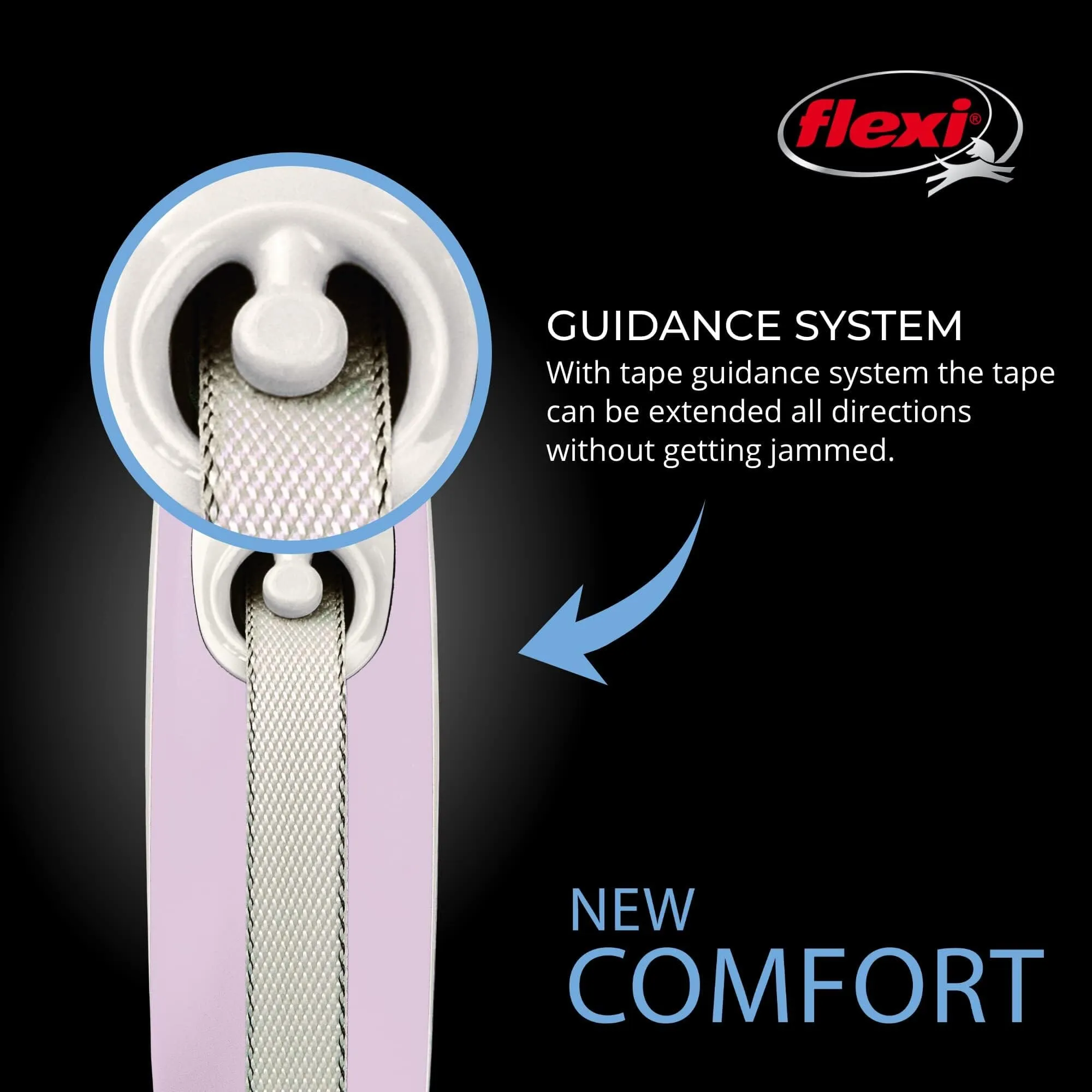 Flexi New Comfort Tape Rectractable Dog Leash - 55 Lbs - Pink - Medium - 16 Feet