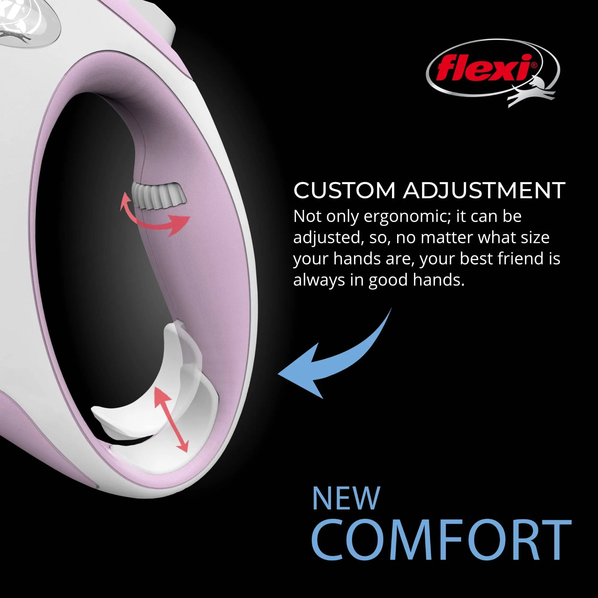 Flexi New Comfort Tape Rectractable Dog Leash - 55 Lbs - Pink - Medium - 16 Feet
