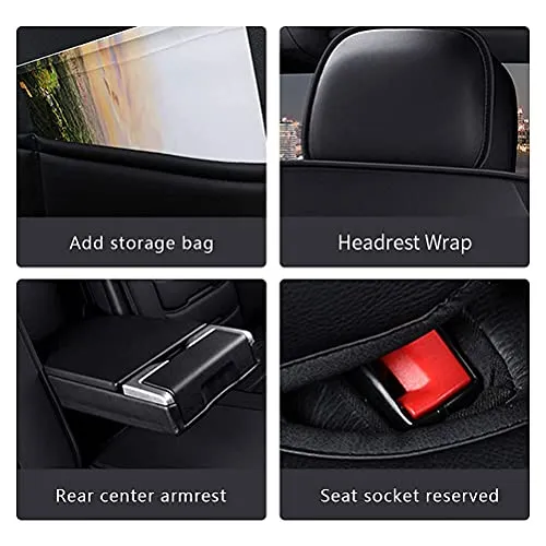Front & Rear Seat Covers for Chevy Chevrolet Bolt EV EUV Car Seat Cover Luxury PU Leather Comfortable Wear Resistant Black