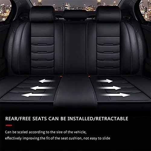 Front & Rear Seat Covers for Chevy Chevrolet Bolt EV EUV Car Seat Cover Luxury PU Leather Comfortable Wear Resistant Black