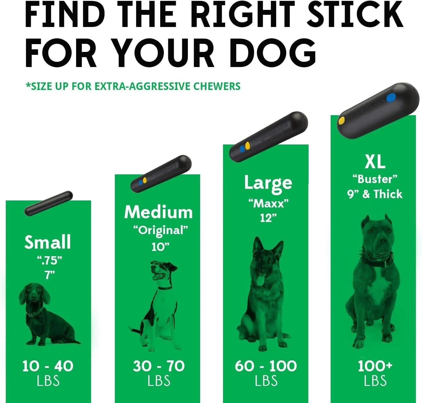 Goughnuts  Dog Toys for Aggressive Chewers | Virtually Indestructible Dog Toy Stick for Small Breeds | Heavy Duty Dog Toy | Black